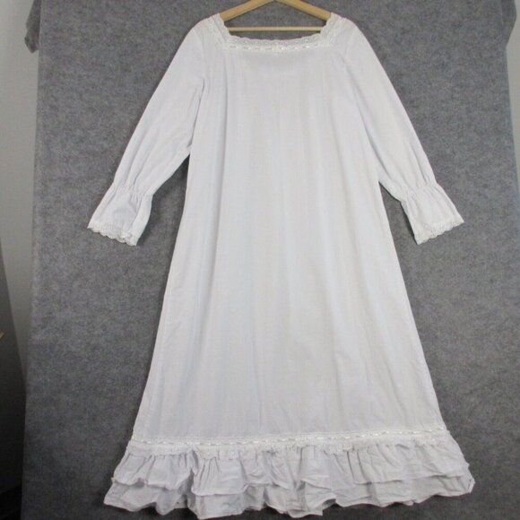 Kate Kasin Dresses & Skirts - Vintage Kate Kasin Women Cottagecore Nightgown Eyelet Sleepwear White Large 438